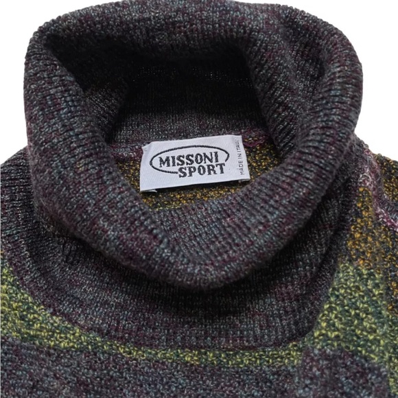 Missoni Sport Wool Blend Long Sleeve Turtleneck Striped Sweater Women’s Sz M - Picture 5 of 7